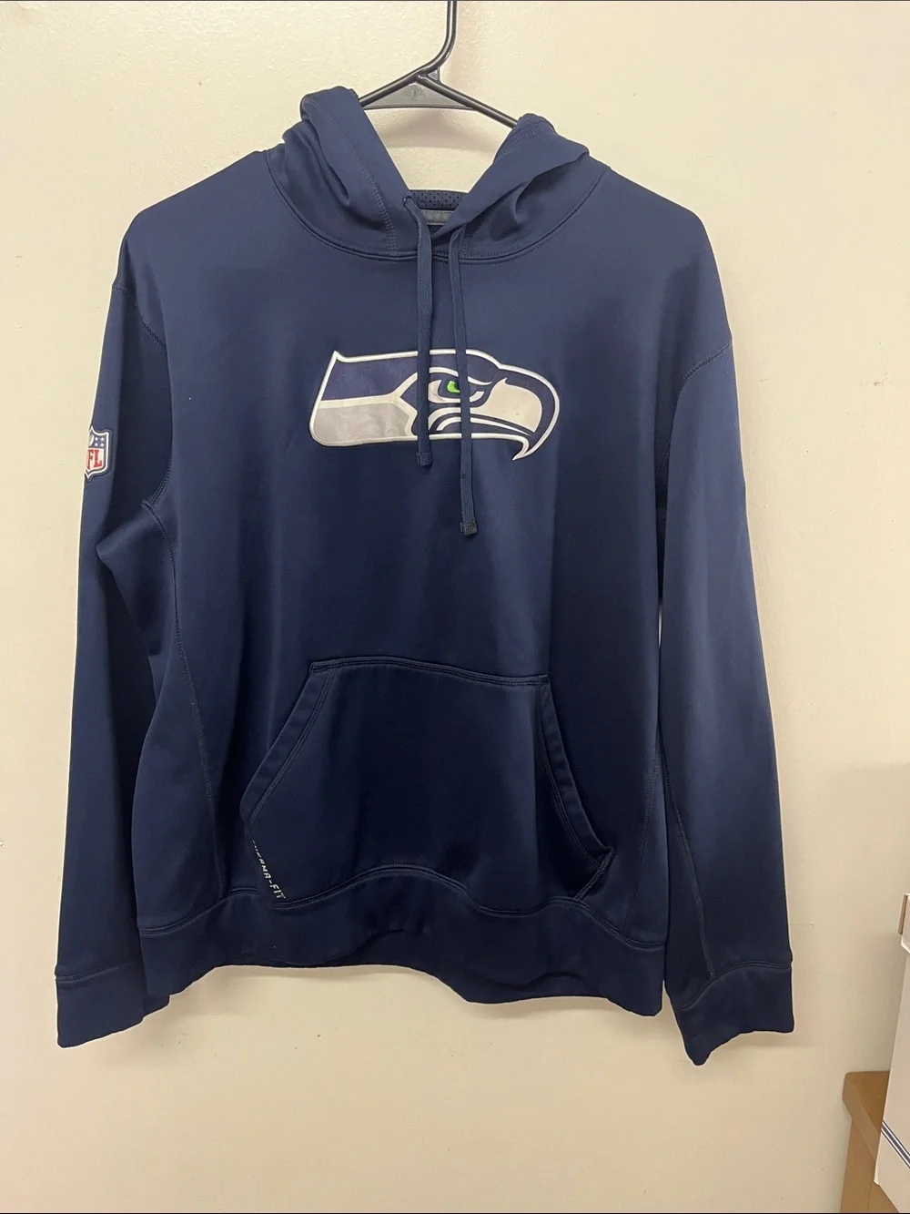 Nike Navy Seattle Seahawks Pullover Hoodie with White Logo